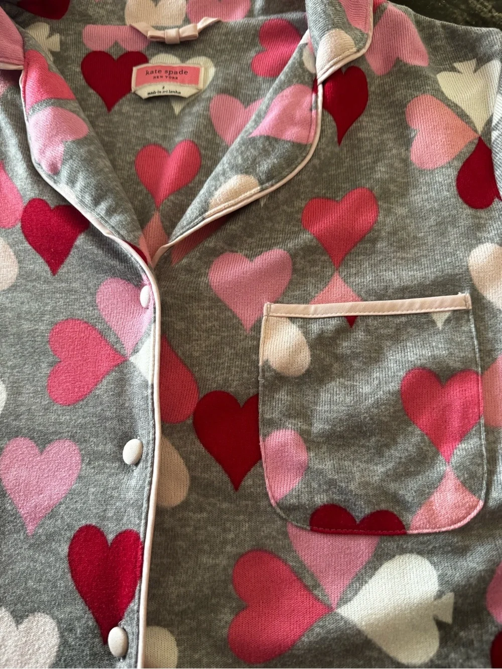 Kate Spade New York Multicolor Heart Print 2-Piece Pajama Set | Size Small